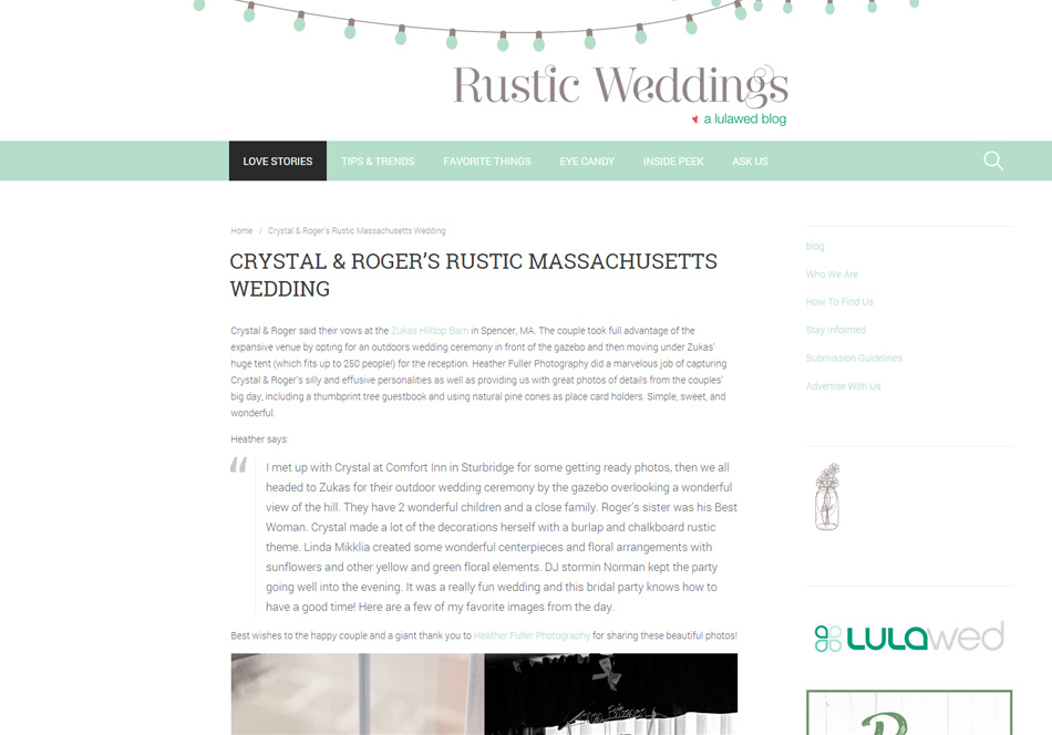 Heather Fuller Photography lulawed rustic wedding  blog published featured wedding